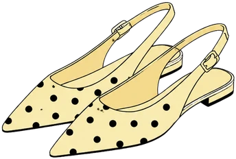 Ilustración de slingbacks crema con lunares